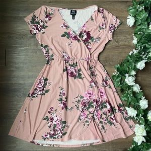 Wrap Waist Floral Mini Derek Heart Dress